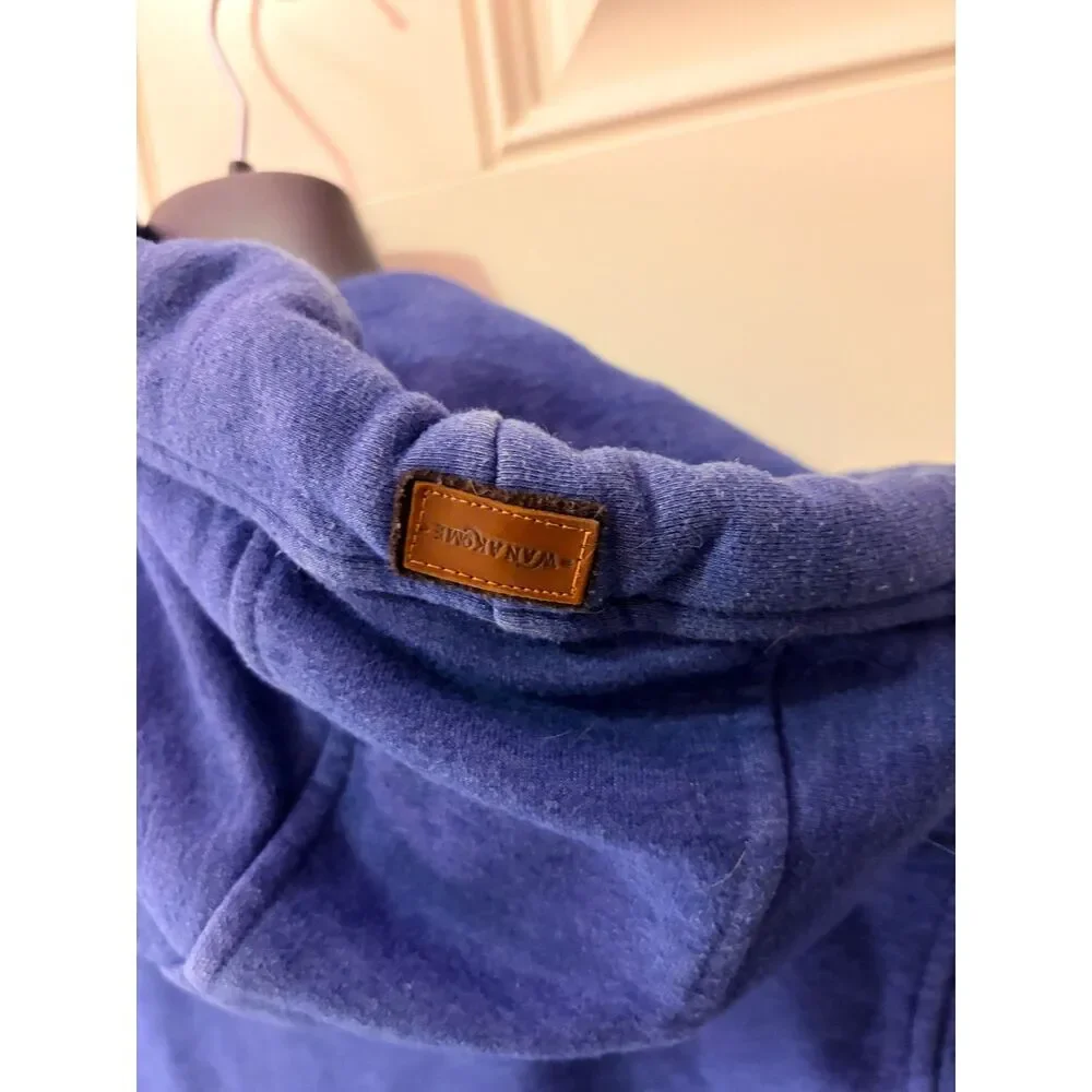 Wanakome Salami Jones III Blue Gray Melange Long Pullover Sweatshirt Large
